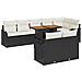 Set Divano Giardino  9 Pezzi con Cuscini Nero Polyrattan Acacia, Divano Giardino  2 Posti con Cuscini Nero Polyrattan - Foto miniatura 1
