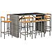Set Bar Giardino 9pz Grigio Polyrattan e Legno Massello Acacia - Foto miniatura 3