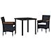 Set da Pranzo per Giardino con cuscino 3 pcs Nero Poly Rattan - Foto miniatura 1