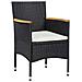Set da Pranzo per Giardino con cuscino 3 pcs Nero Poly Rattan - Foto miniatura 6