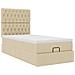 Struttura Letto Pouf con Materasso Crema 90x190 cm in Tessuto - Foto miniatura 6