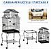 Gabbia Per Uccelli Da Interni In Legno Con Vassoio, 4 Ruote E Trespolo, 50x49x137cm - Foto miniatura 3