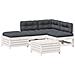 Set Salotto Giardino 5pz con Cuscini Bianco Legno Massello Pino - Foto miniatura 1