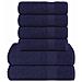 Set Asciugamani 8 Pz Blu Navy 360 Gsm 100% Cotone - Foto miniatura 1