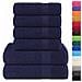 Set Asciugamani 8 Pz Blu Navy 360 Gsm 100% Cotone - Foto miniatura 2