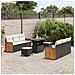 Set da giardino  9 pezzi con cuscini Nero Polyrattan Acacia, Divano da giardino 2 posti  con cuscini Nero Polyrattan, Set da pranzo da giardino 3 pezzi con cuscini Nero Polyrattan Acacia - Foto miniatura 3