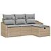Set Divano da Giardino 4 Pezzi con Cuscini Beige in Rattan Poliestere - Foto miniatura 1