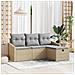Set Divano da Giardino 4 Pezzi con Cuscini Beige in Rattan Poliestere - Foto miniatura 2
