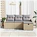 Set Divano da Giardino 4 Pezzi con Cuscini Beige in Rattan Poliestere - Foto miniatura 3