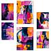 Set Di 6 Stampe Forme Astratte Di Colore Blu Fucsia Puro Con Illustrazioni Di Design Per Le Pareti Casa Stanze Negozio & Business A3 & A4 Senza Cornice - Foto miniatura 1