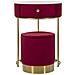 Comodino Toletta Vellit Rosso Con Pouf Abbinato In Velluto Matelassé E Oro Ø52x70 Cm - Foto miniatura 1