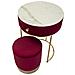 Comodino Toletta Vellit Rosso Con Pouf Abbinato In Velluto Matelassé E Oro Ø52x70 Cm - Foto miniatura 4