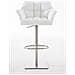Sgabello Alto Regolabile Damaso in Similpelle I Sgabello Bancone con Braccioli E Schienale Imbottiti E Poggiapiedi, H 58-83 CM Bianco Acciaio Inox - Foto miniatura 2
