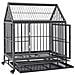 Gabbia Per Cani Con Ruote In Acciaio E Tetto 92x62x106 Cm - Foto miniatura 3