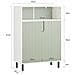 Mobiletto Bagno Armadietto Bagno Mobile Bagno Con 3 Ripiani E 2 Ante, Mobiletto Portaoggetti Mobile Contenitore Verde 60x30x87cm, Bzr138-gr - Foto miniatura 2