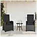 Set Da Bistrò 3 Pz Con Cuscini Nero In Polyrattan - Foto miniatura 2