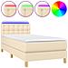 Letto a Molle con Materasso e LED Crema 100x200cm in Tessuto - Foto miniatura 1