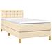 Letto a Molle con Materasso e LED Crema 100x200cm in Tessuto - Foto miniatura 8