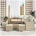 Set Divano da Giardino 9 Pezzi con Cuscini Beige Rattan Composito Acacia,  Set da Pranzo da Giardino 4 Pezzi con Cuscini Beige Rattan Composito Acacia - Foto miniatura 2