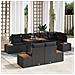 Set pranzo giardino 9 pezzi con cuscini Nero Polyrattan Acacia - Foto miniatura 2