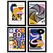 Set Di 4 Stampe Poster Di Cubismo Astratto Forme. Fogli Con Mostra D'arte Estetica. Illustrazioni A Colori Per L'interior Design Senza Cornice A3 - Foto miniatura 1