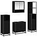Set di mobili per il bagno 4 pcs Rovere Nero Legno multistrato - Foto miniatura 1