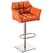 Sgabello Alto Regolabile Damaso in Similpelle I Sgabello Bancone con Braccioli E Schienale Imbottiti E Poggiapiedi, H 58-83 CM Arancione Acciaio Inox - Foto miniatura 1