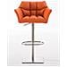 Sgabello Alto Regolabile Damaso in Similpelle I Sgabello Bancone con Braccioli E Schienale Imbottiti E Poggiapiedi, H 58-83 CM Arancione Acciaio Inox - Foto miniatura 2
