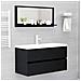 Specchio Da Bagno Nero 90x10,5x37 Cm In Truciolato - Foto miniatura 4