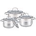 Mr-3512-6l Batteria Da Cucina In Acciaio Inossidabile, 6 Pezzi, Induzione, Coperchi Vetro Argento - Foto miniatura 1