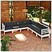 Set Divani Da Giardino 7 Pz Con Cuscini Bianchi Legno Di Pino - Foto miniatura 1