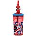 Bicchiere Blu E Rosso Per Bambini In Plastica Spiderman Uomo Ragno 360 Ml Con Cannuccia E Figura 3d Del Personaggio - Foto miniatura 2