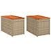 Tavolini Giardino 2pz Beige 55x34x37 Polyrattan Legno Massello - Foto miniatura 2
