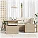 Set di Divano da Giardino a 5 Pezzi con Cuscini Beige in Rattan Sintetico - Foto miniatura 3