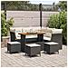 Set Divano Giardino da 9 Pezzi con Cuscini Nero Polyrattan Acacia,  Set da Pranzo da Giardino da 4 Pezzi con Cuscini Nero Polyrattan Acacia - Foto miniatura 2