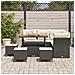 Set Divano Giardino da 9 Pezzi con Cuscini Nero Polyrattan Acacia,  Set da Pranzo da Giardino da 4 Pezzi con Cuscini Nero Polyrattan Acacia - Foto miniatura 3