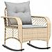 Sedia a Dondolo da Giardino con Cuscini in Polyrattan Beige - Foto miniatura 1