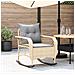Sedia a Dondolo da Giardino con Cuscini in Polyrattan Beige - Foto miniatura 2