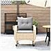 Sedia a Dondolo da Giardino con Cuscini in Polyrattan Beige - Foto miniatura 3