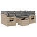 Set Divani da Giardino 7 pz con Cuscini Beige in Polyrattan - Foto miniatura 1