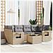 Set Divani da Giardino 7 pz con Cuscini Beige in Polyrattan - Foto miniatura 2