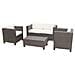 Salotto arredo giardino polyrattan con cuscini mod. Maratea Marrone - Foto miniatura 1