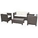 Salotto arredo giardino polyrattan con cuscini mod. Maratea Marrone - Foto miniatura 4