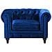 Poltrona Vintage In Tessuto Vellutato Blu Chesterfield - Foto miniatura 9