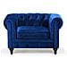 Poltrona Vintage In Tessuto Vellutato Blu Chesterfield - Foto miniatura 15