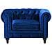Poltrona Vintage In Tessuto Vellutato Blu Chesterfield - Foto miniatura 24