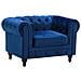 Poltrona Vintage In Tessuto Vellutato Blu Chesterfield - Foto miniatura 1