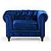 Poltrona Vintage In Tessuto Vellutato Blu Chesterfield - Foto miniatura 4