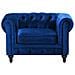 Poltrona Vintage In Tessuto Vellutato Blu Chesterfield - Foto miniatura 5