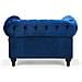 Poltrona Vintage In Tessuto Vellutato Blu Chesterfield - Foto miniatura 6